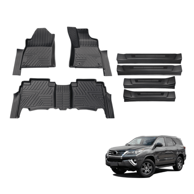 5D Car Floor Mats & Door Sills Protector for For Toyota Fortuner 2015-Onwards