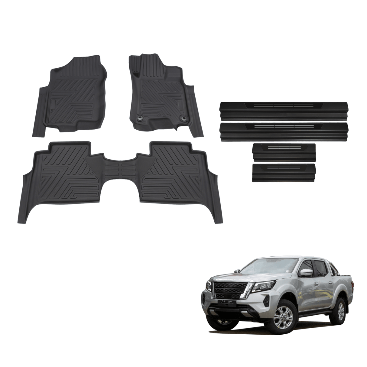 Floor Mats & Door Sill Protector for Nissan Navara NP300 D23 Dual Cab 2015-Onwards