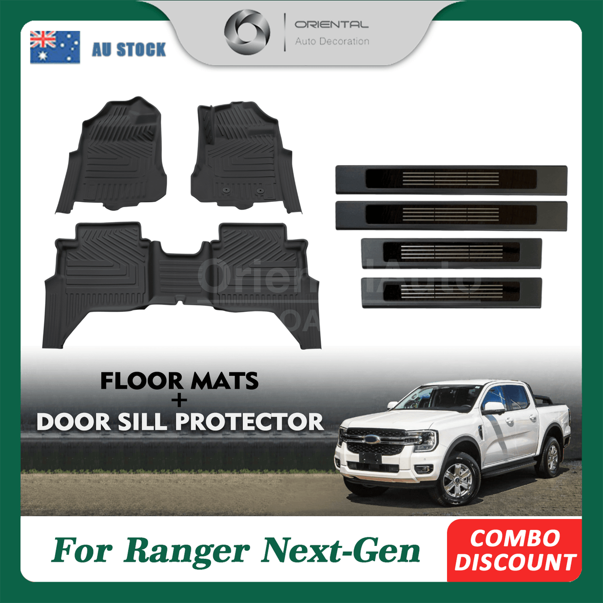 Floor Mats & Door Sill Protector for Ford Ranger Dual Cab 2022-Onwards