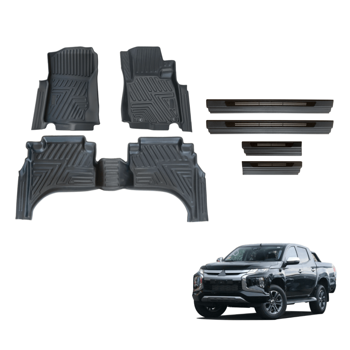 Floor Mats & Door Sill Protector for Mitsubishi Triton Dual Cab MQ MR 2015-2024