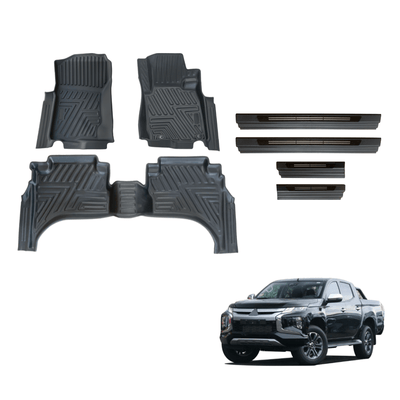 5D Car Floor Mats & Door Sills Protector for Mitsubishi Triton Dual Cab MQ MR 2015-2024