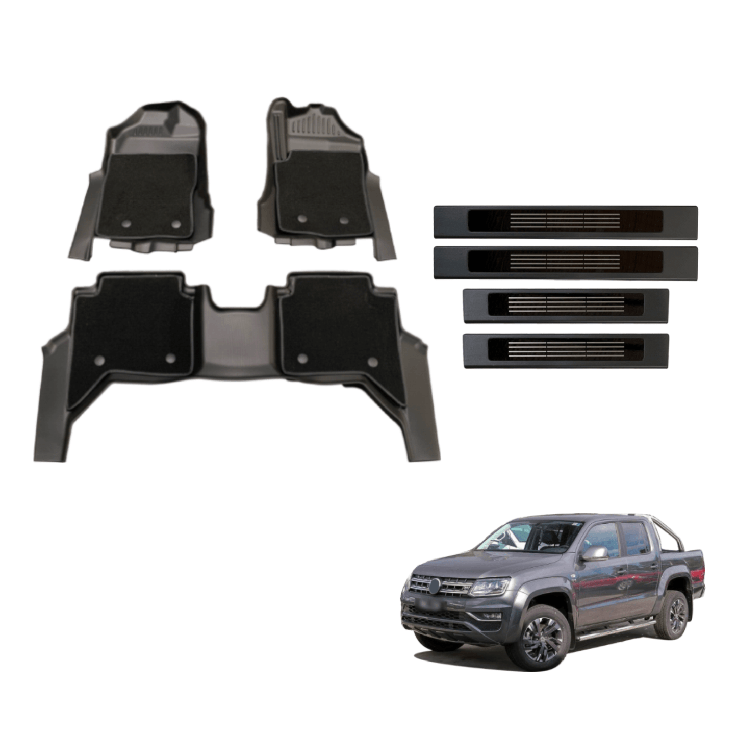 Double-Layer Car Floor Mats & Door Sills Protector for Volkswagen Amarok Dual Cab NF Series 2023-Onwards