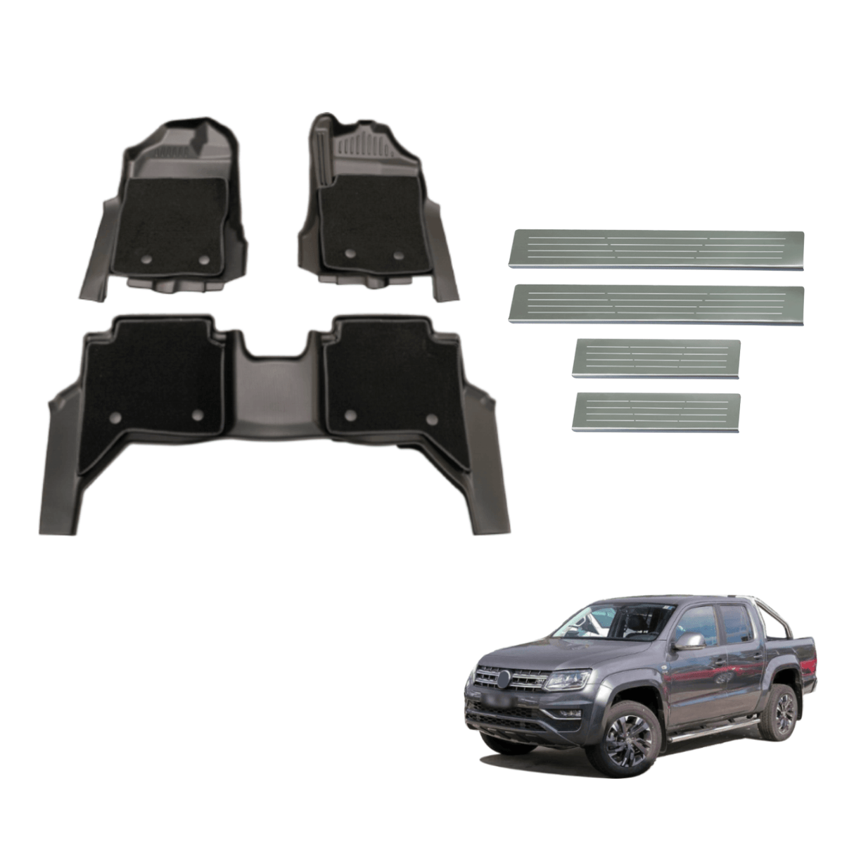 Double-Layer Floor Mats & Door Sill Protector for Volkswagen Amarok Dual Cab NF Series 2023-Onwards