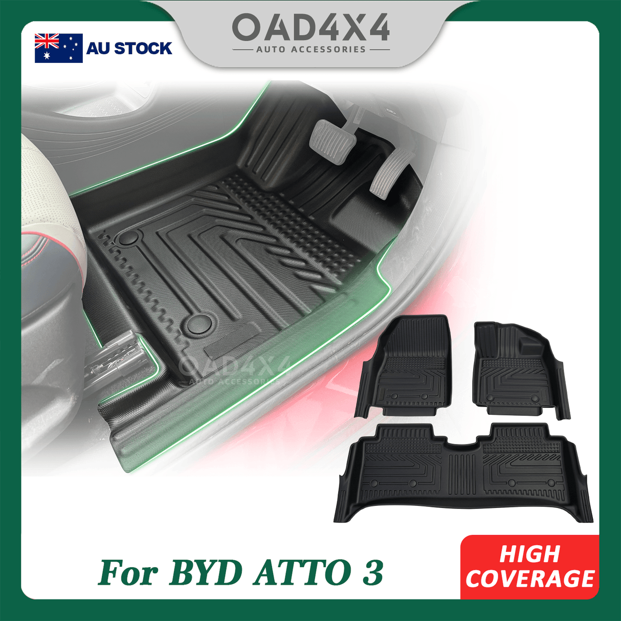 5D TPE Car Floor Mats for BYD ATTO 3 2022-Onwards