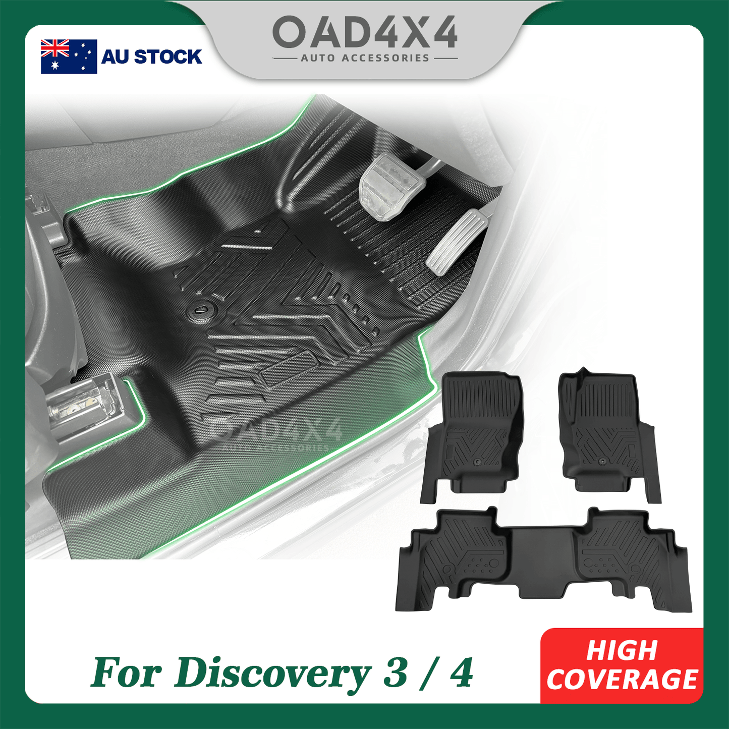 5D TPE Car Floor Mats for Land Rover Discovery 3 4 2004-2016