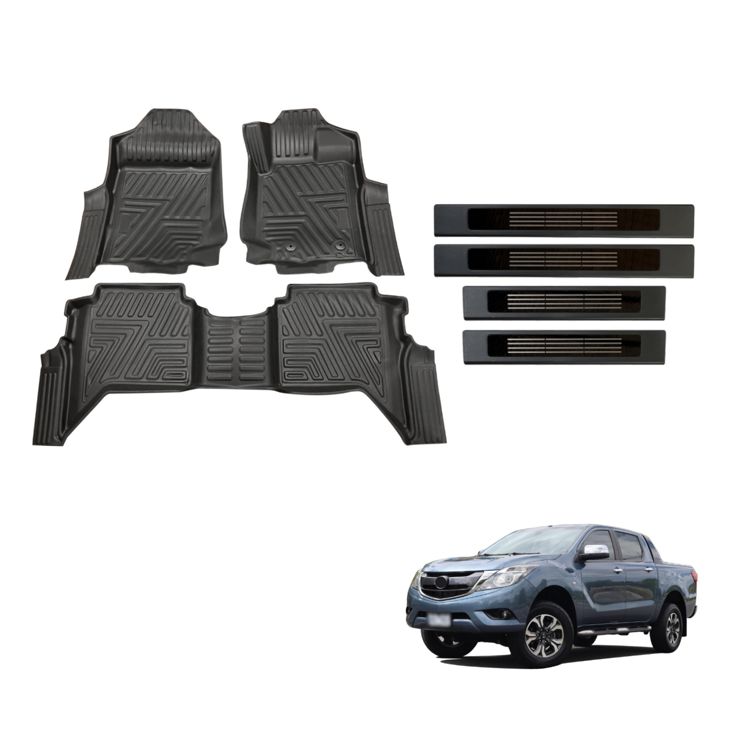 5D Car Floor Mats & Door Sills Protector for Mazda BT-50 BT50 Dual Cab 2011-2020