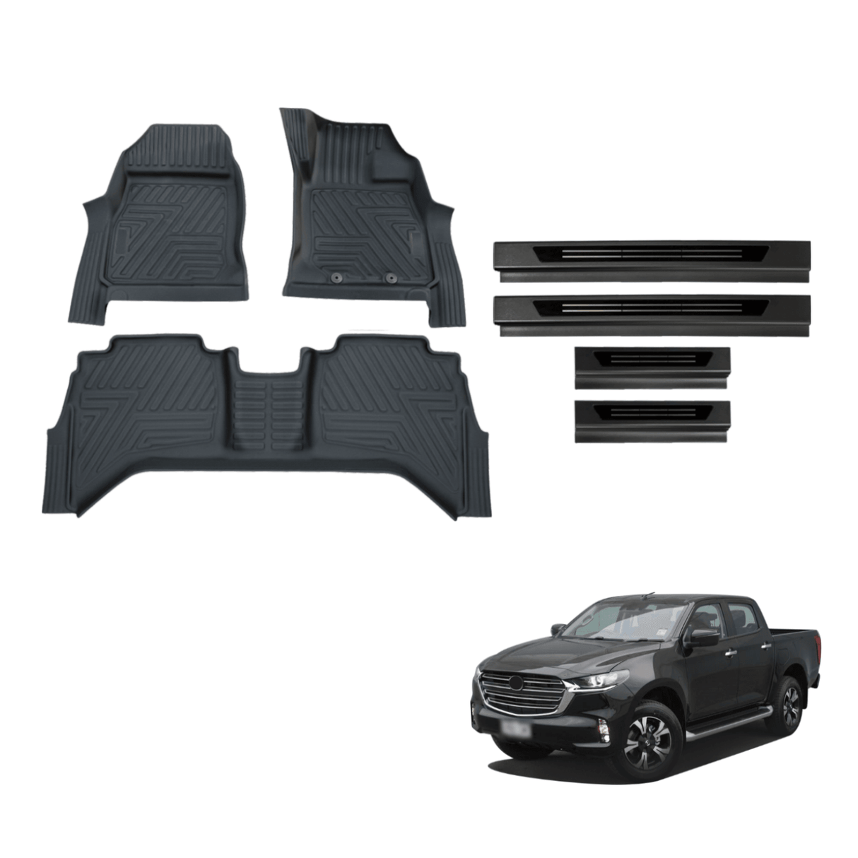 Floor Mats & Door Sill Protector for Mazda BT-50 BT50 Dual Cab 2020-Onwards