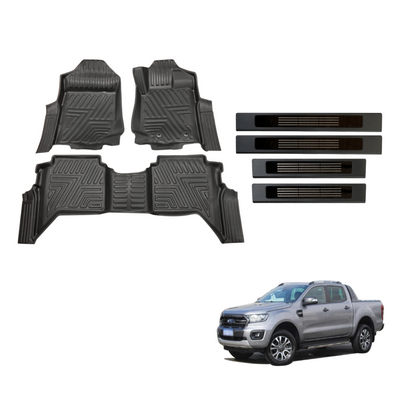 5D Car Floor Mats & Door Sills Protector for Ford Ranger Dual Cab 2011-2022