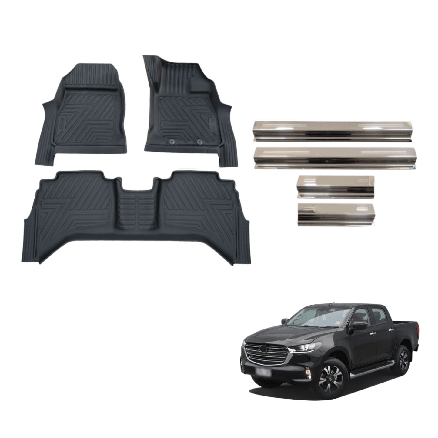 5D Car Floor Mats & Door Sills Protector for Mazda BT-50 BT50 Dual Cab 2020-Onwards