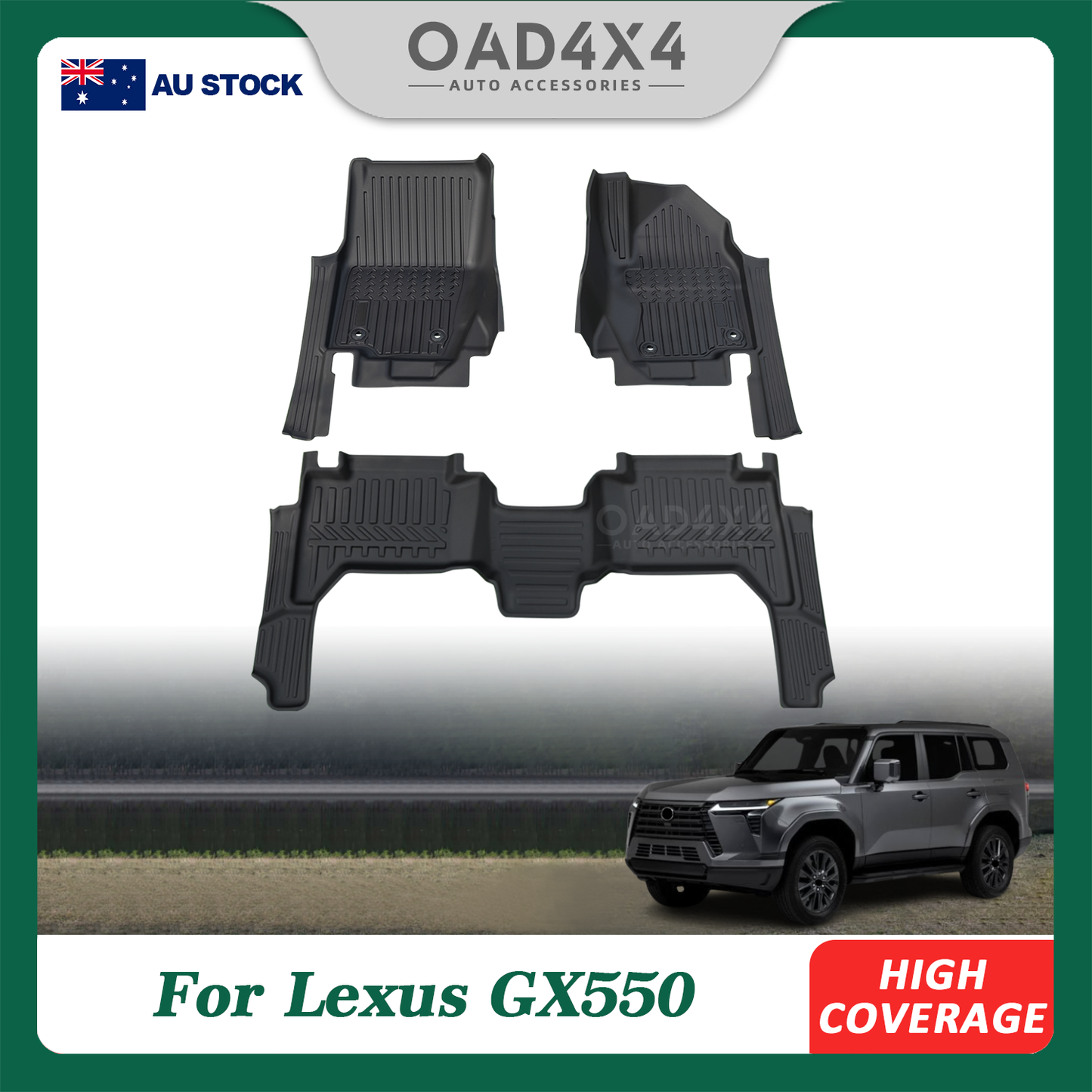 Pre-order 5D TPE Car Floor Mats for Lexus GX550 2024-Onwards