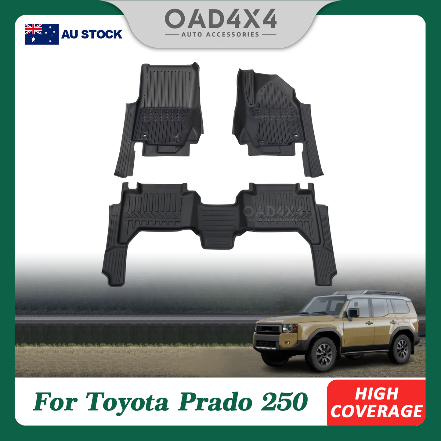 Pre-order 5D TPE Car Floor Mats for Toyota Land Cruiser Prado 250 2024-Onwards