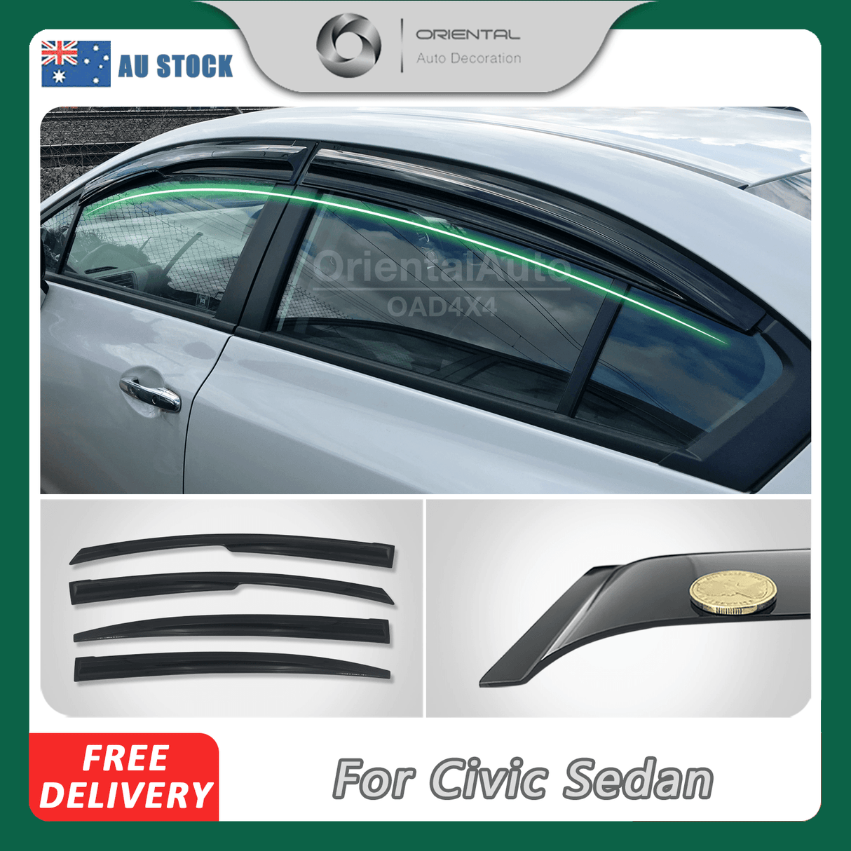 Weather Shields for Honda Civic Sedan 2012-2016 Mugen