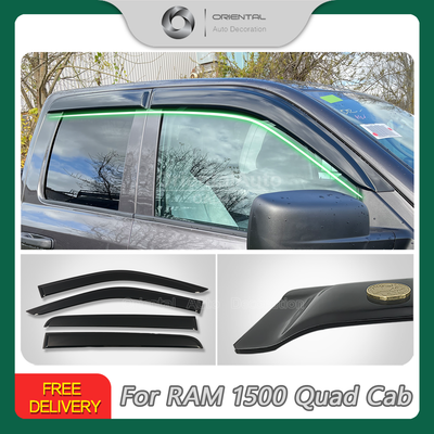 Luxury Weather Shields Weathershields Window Visor For RAM 1500 DS Series Quad Cab 2017-2022