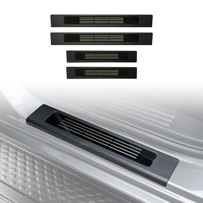 Black Door Sill Protector for Ford Ranger Dual Cab Next-Gen 2022-Onwards Stainless Steel Scuff Plates Door Sills Protector