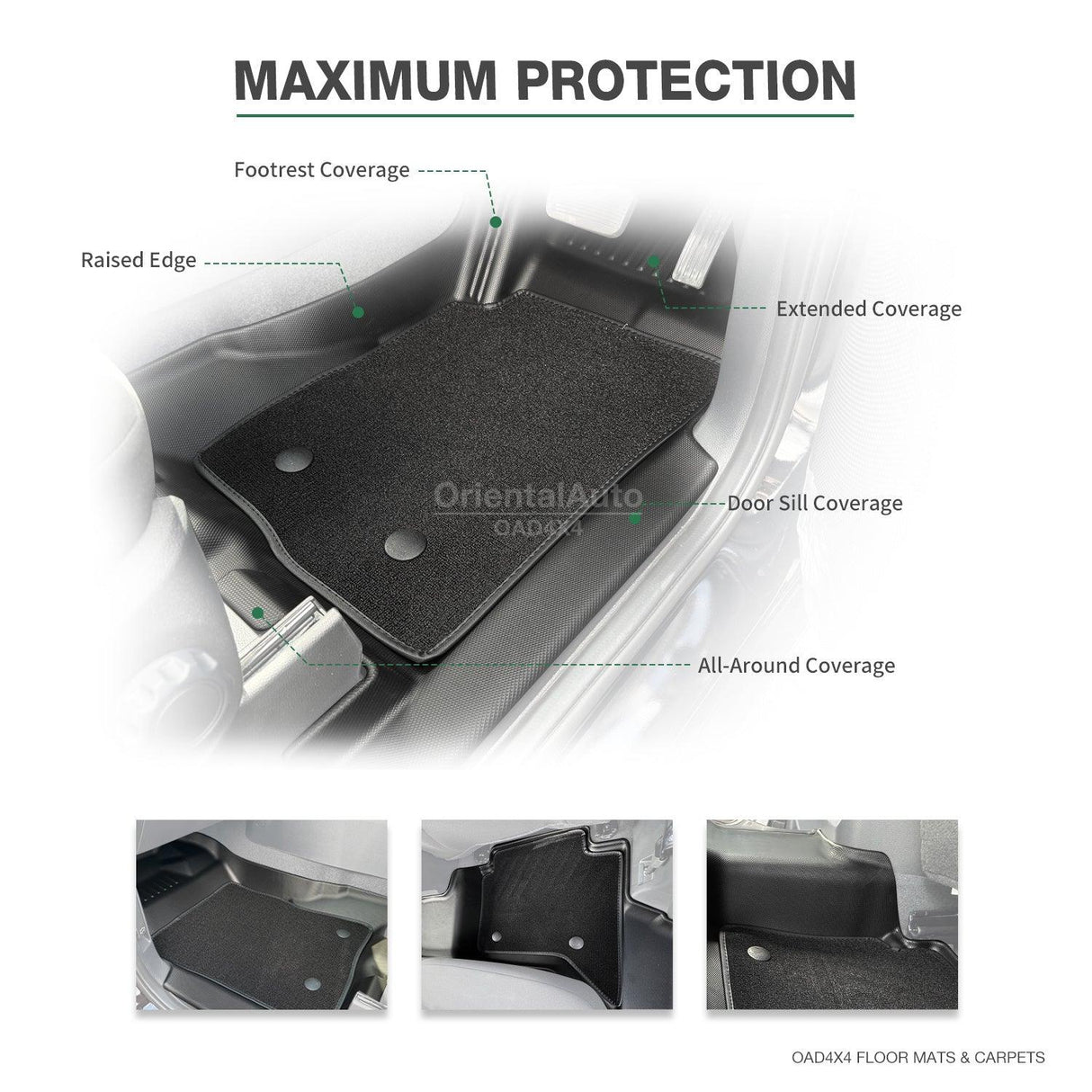 Double-Layer Floor Mats & Door Sill Protector for Volkswagen Amarok Dual Cab NF Series 2023-Onwards