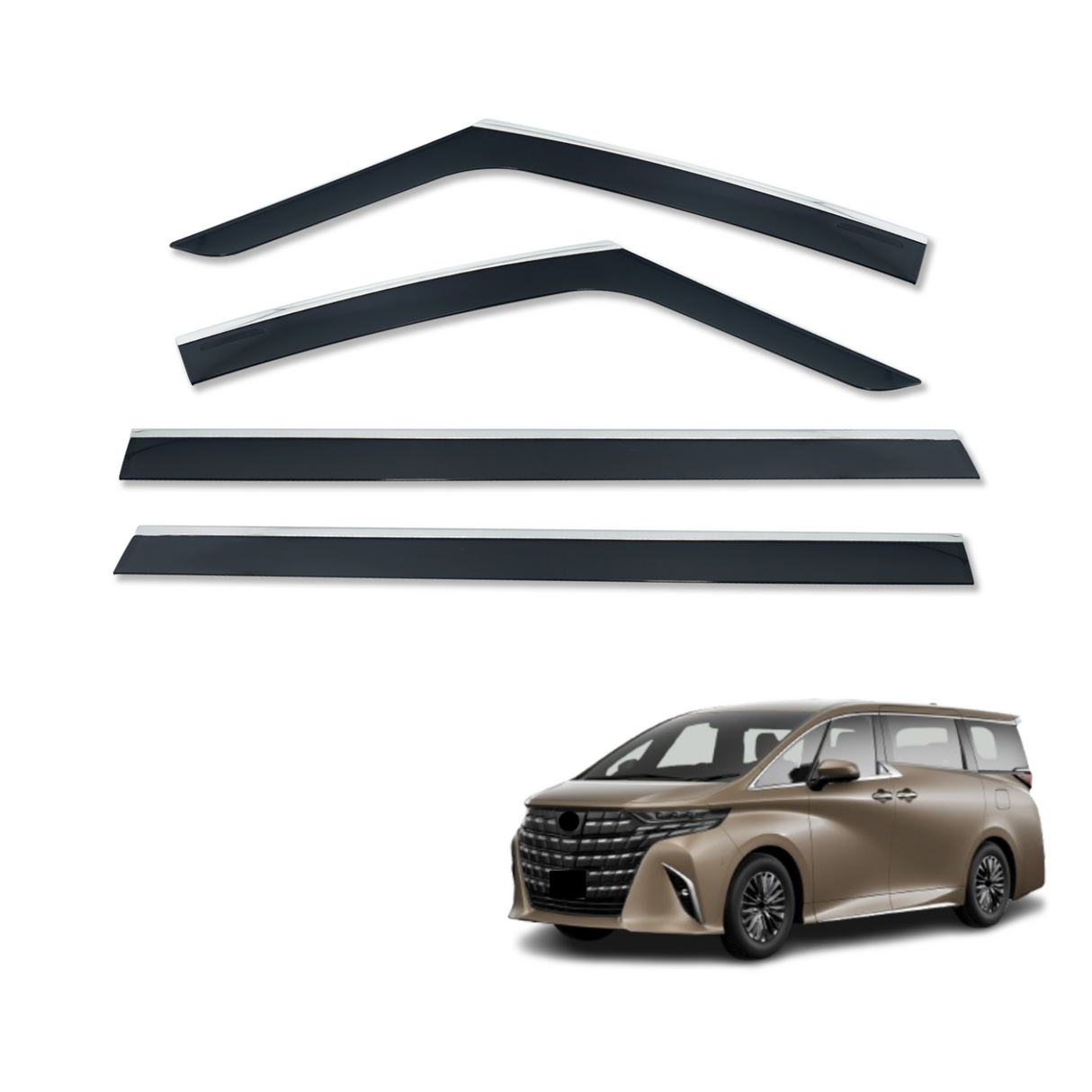 Stainless Edge Weather Shields for Toyota Alphard 2024-Onwards