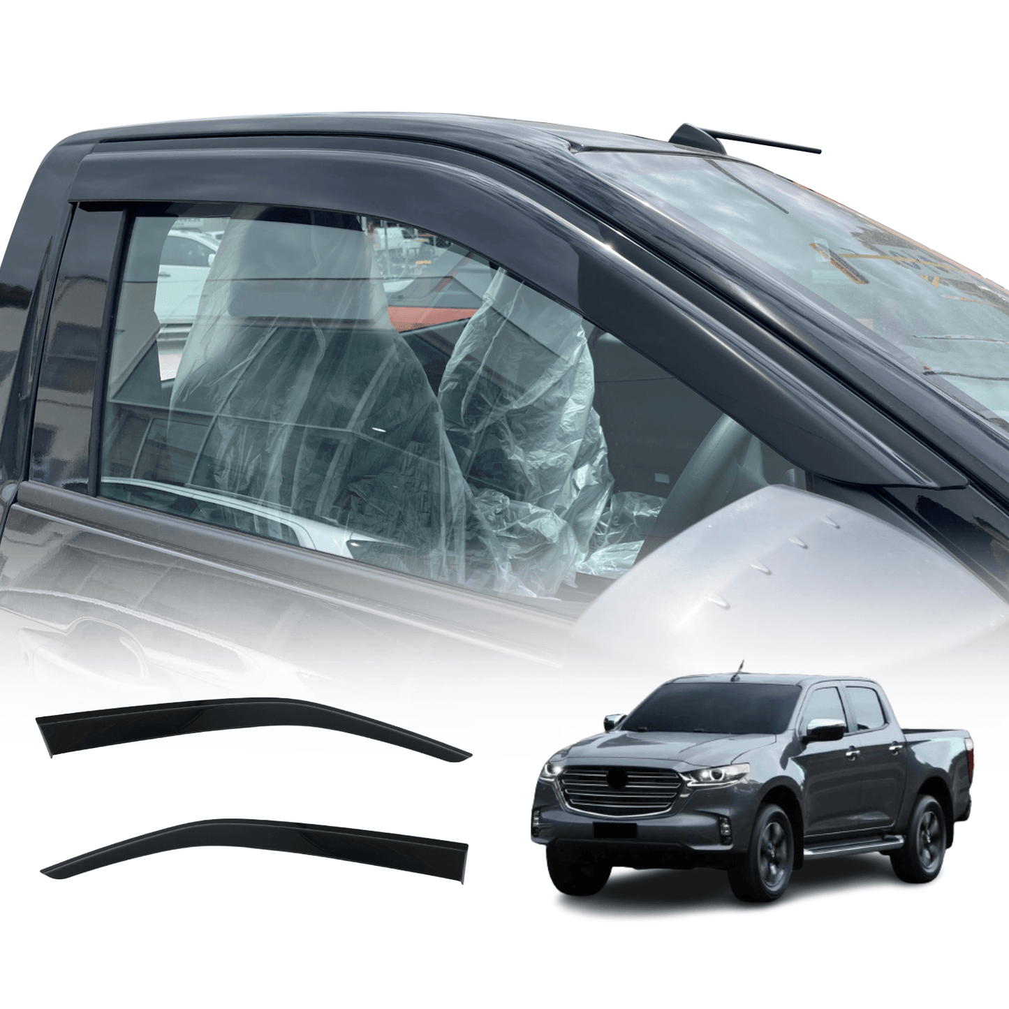 Injection Weather Shields Fits Mazda BT50 BT-50 Single / Extra Cab 2020-Onwards Weathershields Window Visors