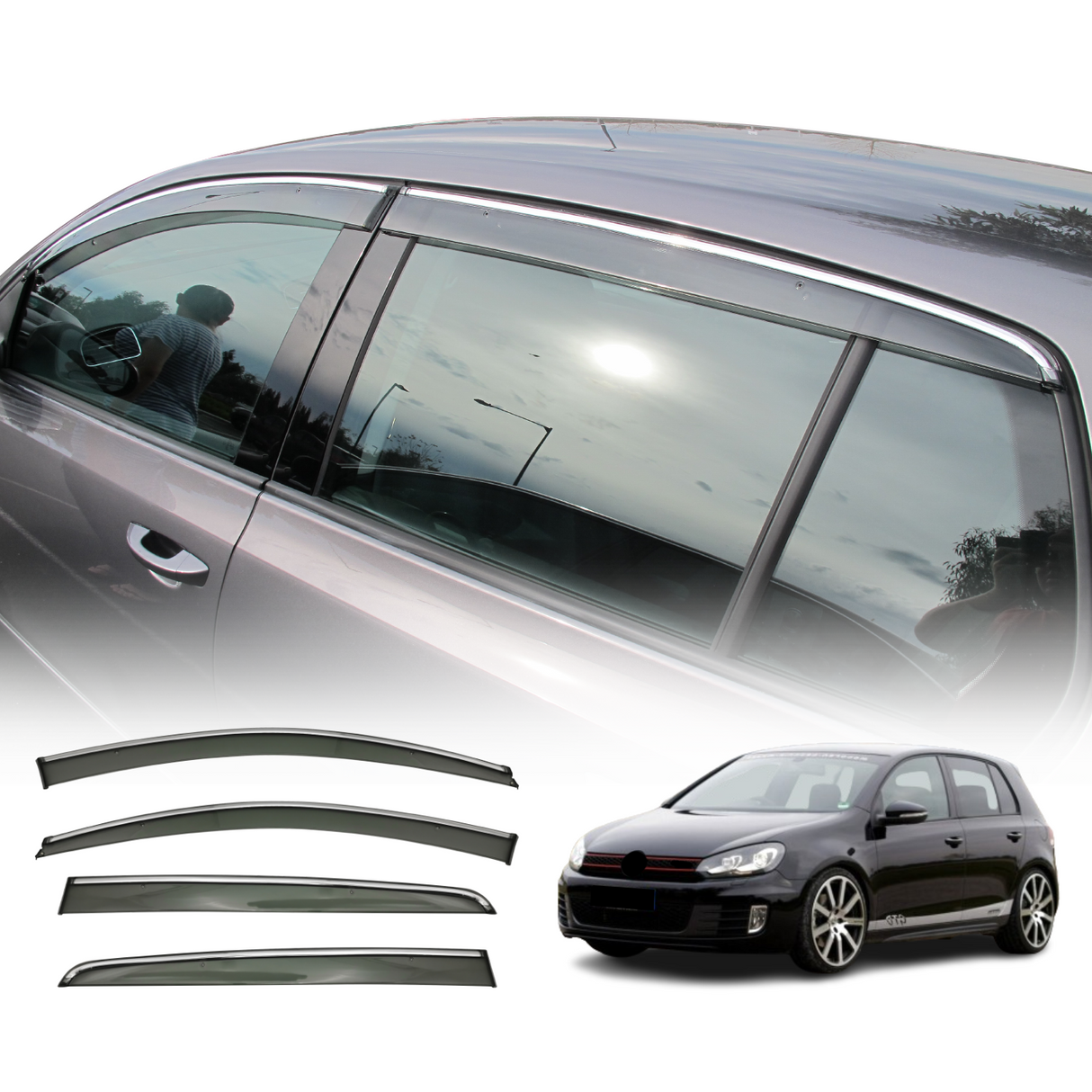 Chrome Edge Weather Shields For Volkswagen Golf 6th 2009-2013 MK6