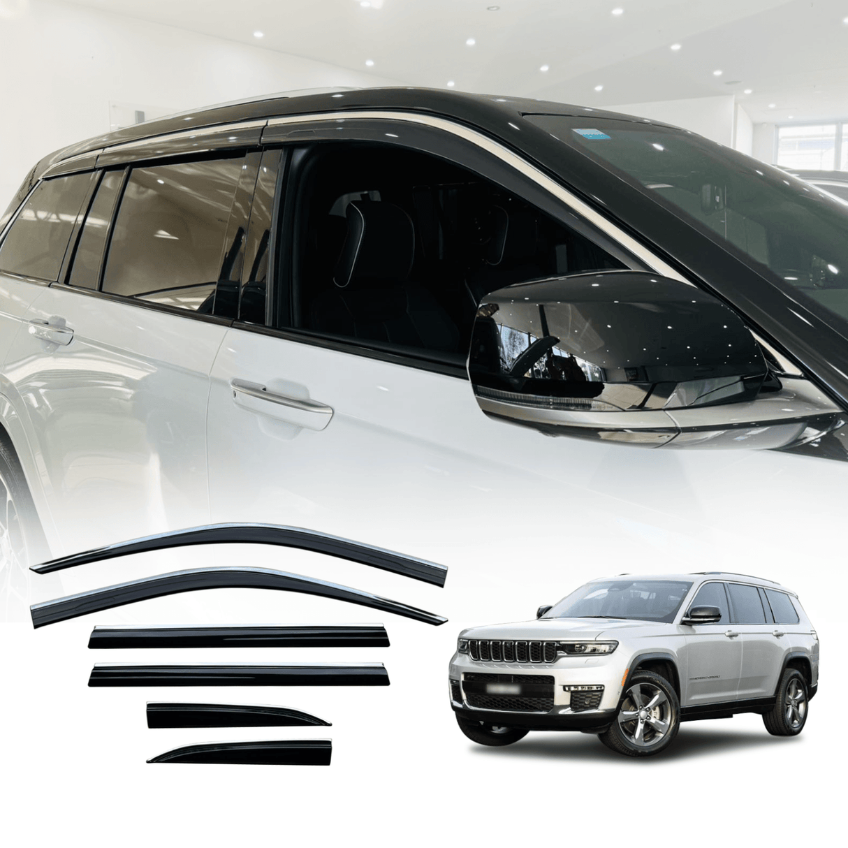 Stainless Edge Weather Shields for Jeep Grand Cherokee WL Series 5 Seater 2022-Onwards 6PCS