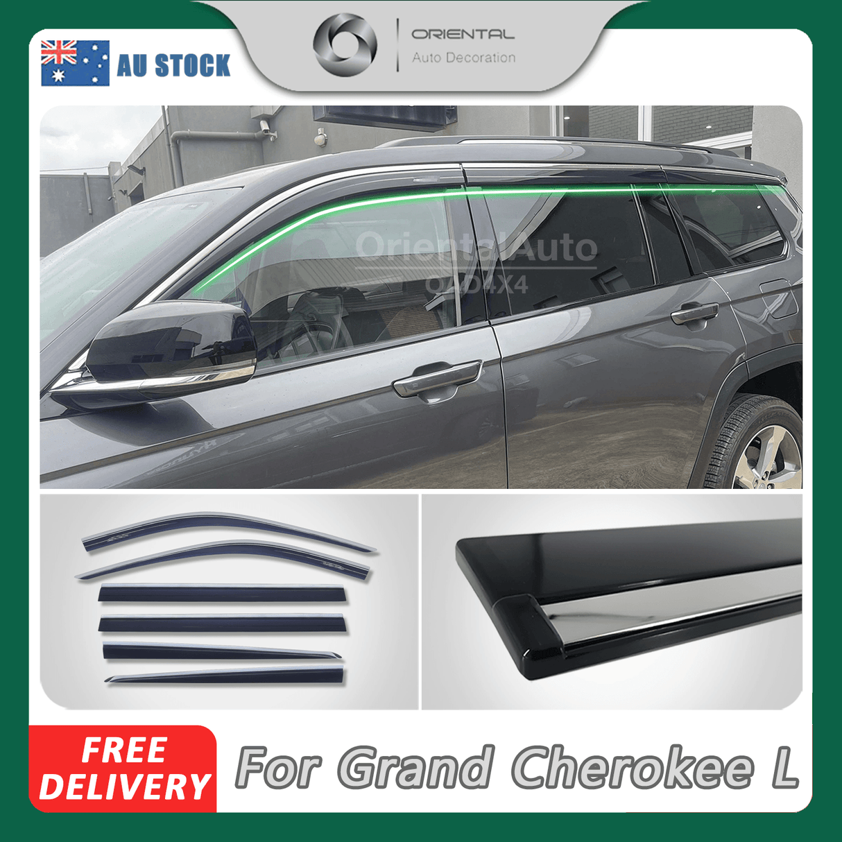 Stainless Edge Weather Shields for Jeep Grand Cherokee L WL Series 7 Seater 2021-Onwards 6PCS