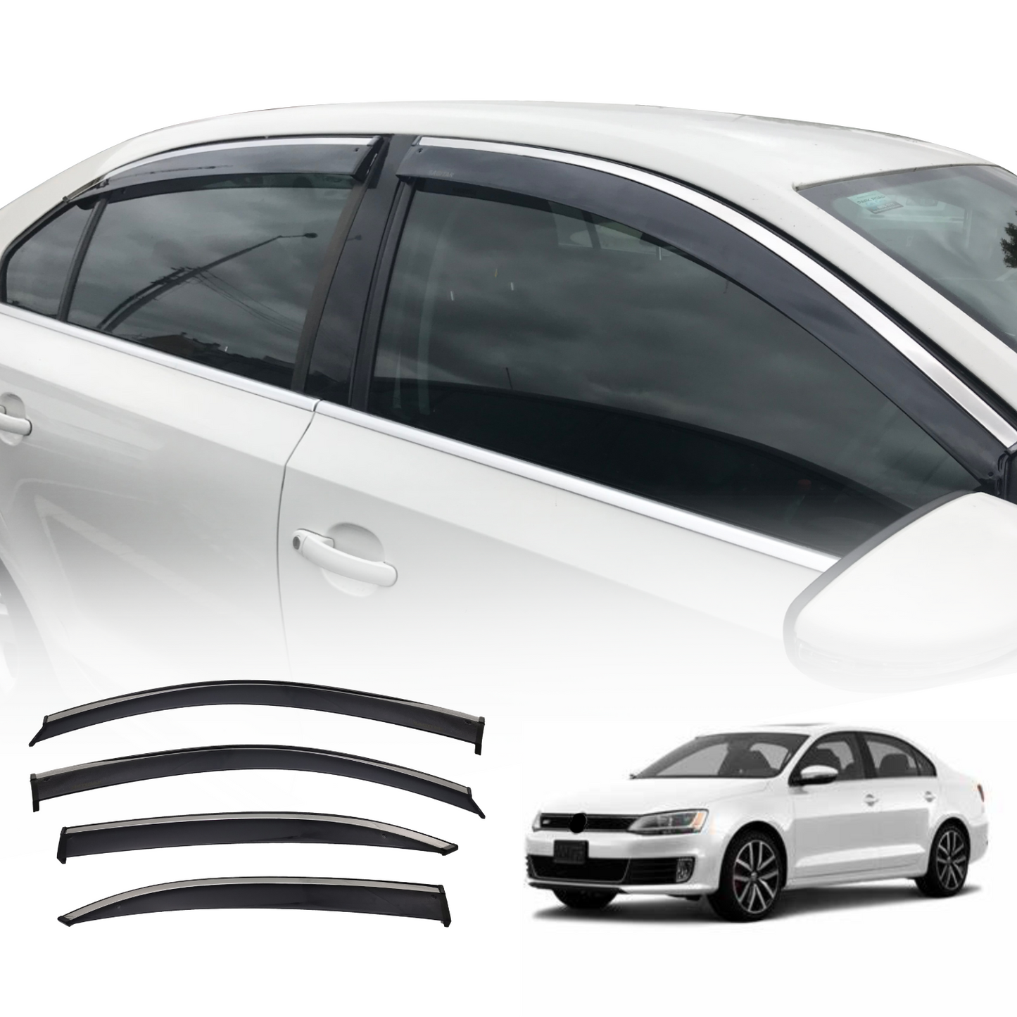 Stainless Edge Weather Shields for Volkswagen Jetta 2011-2019