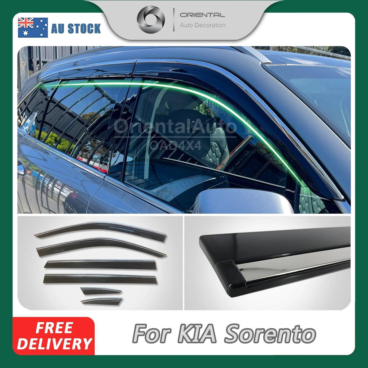 Stainless Edge Weather Shields for KIA Sorento MQ4 Series 2020-Onwards 6PCS