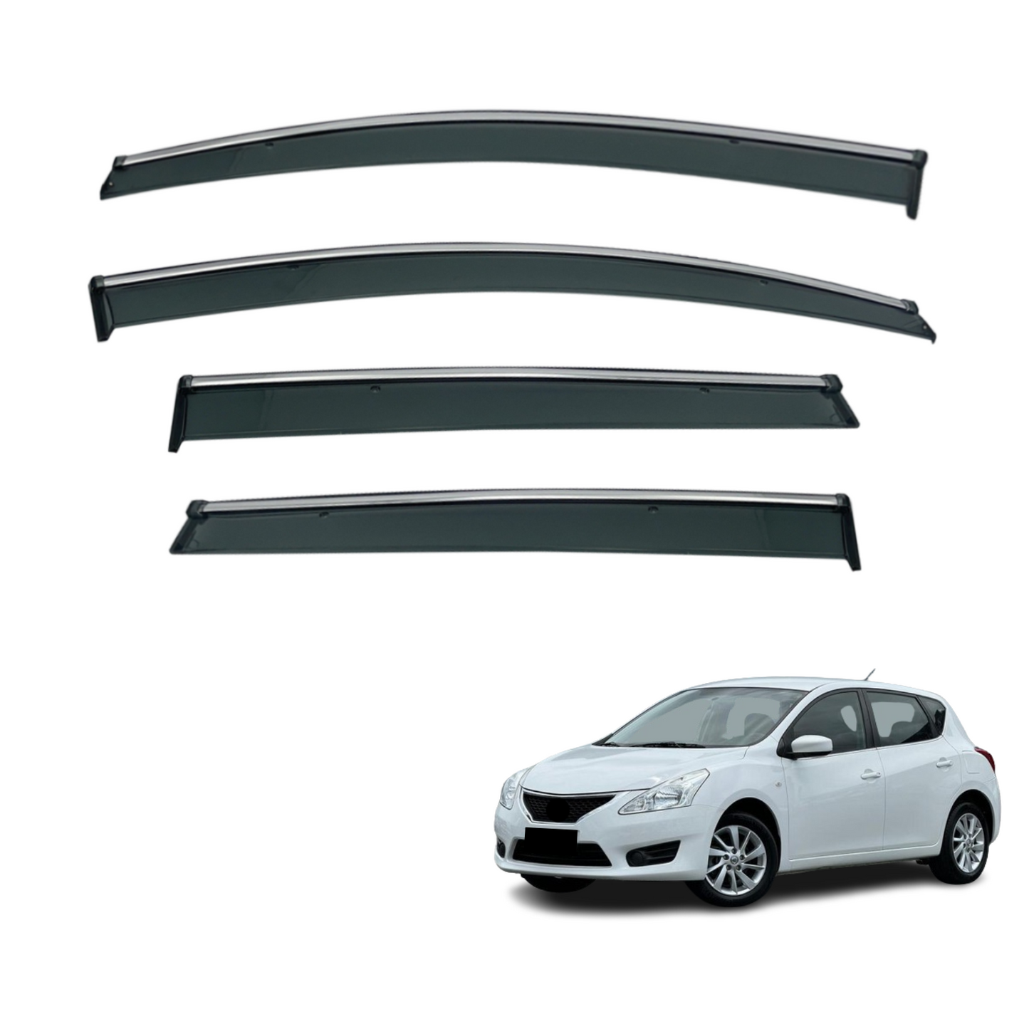 Chrome Edge Weather Shields For Nissan Pulsar Hatch 2013-Onwards