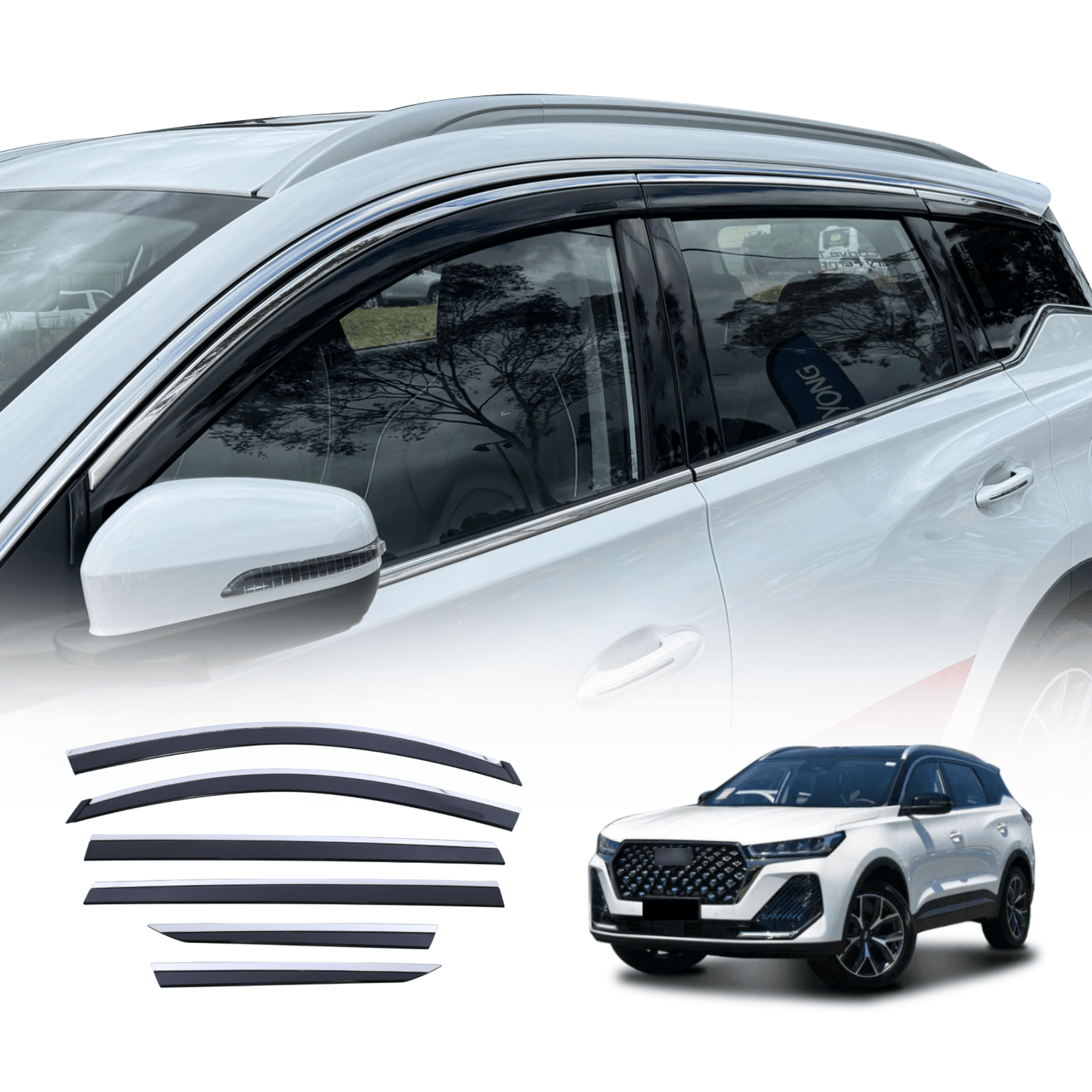 Stainless Edge Weather Shields For Chery Tiggo 7 Pro 2023-Onwards 6PCS