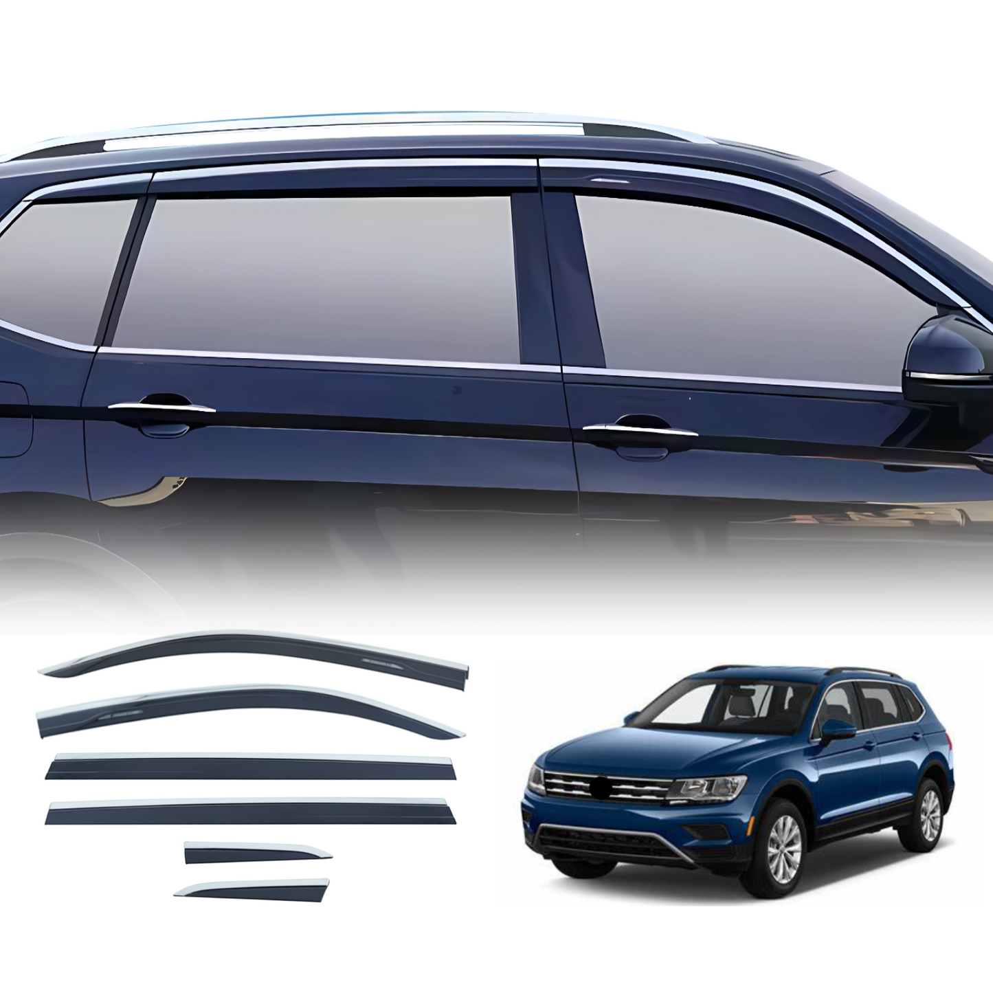 Stainless Edge Weather Shields for Volkswagen Tiguan L / ALL Space 2016-Onwards