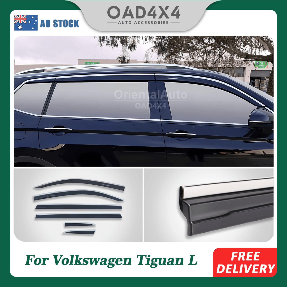 Stainless Edge Weather Shields for Volkswagen Tiguan L / ALL Space 2016-Onwards 6PCS