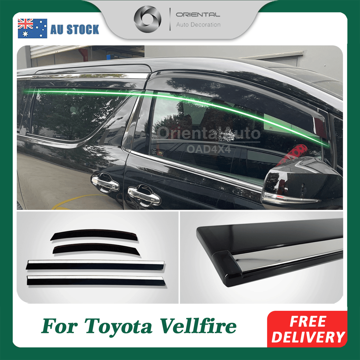 Stainless Edge Weather Shields for Toyota Vellfire 2015-2024