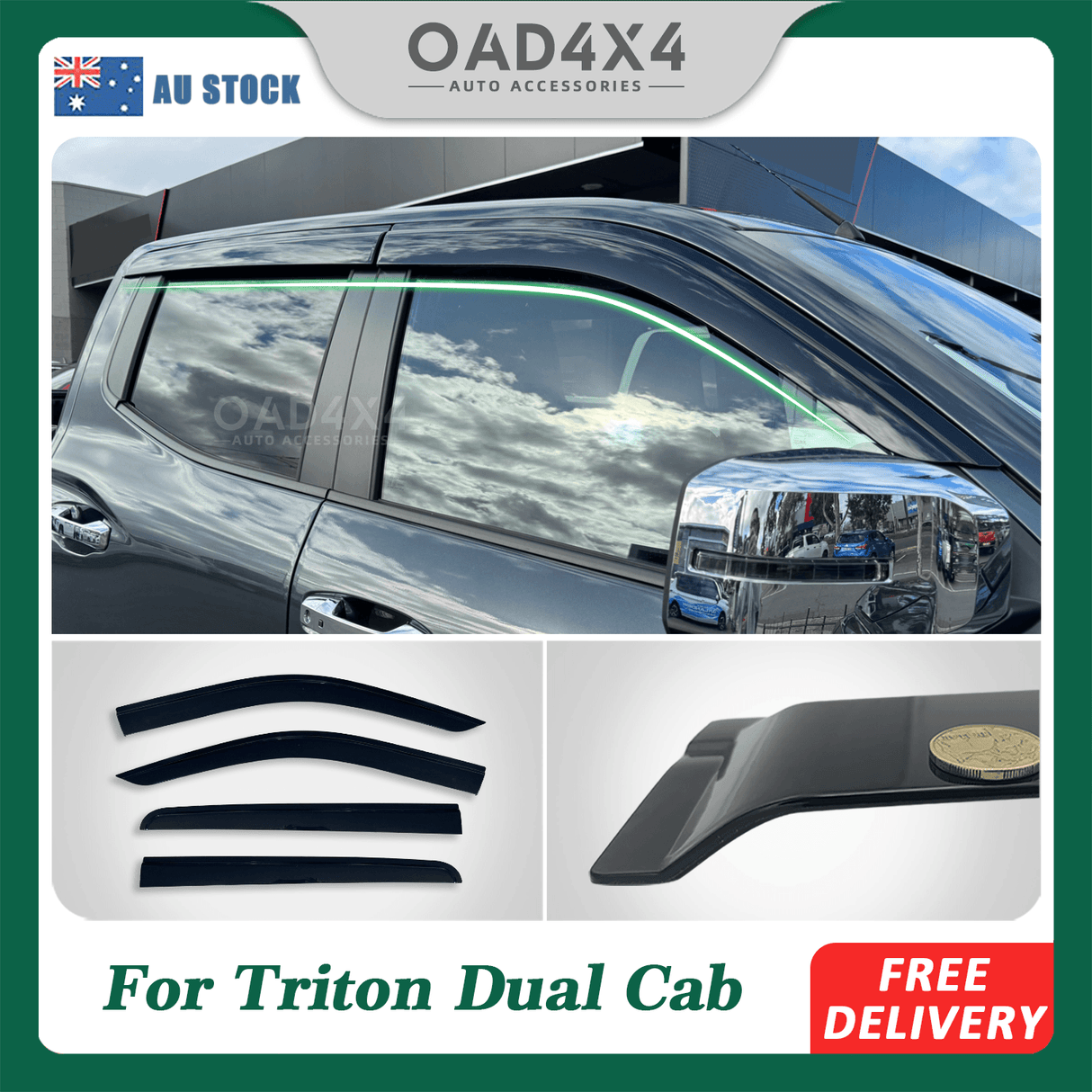 Injection Weather Shields for Mitsubishi Triton MV New-Gen Dual Cab 2024-Onwards