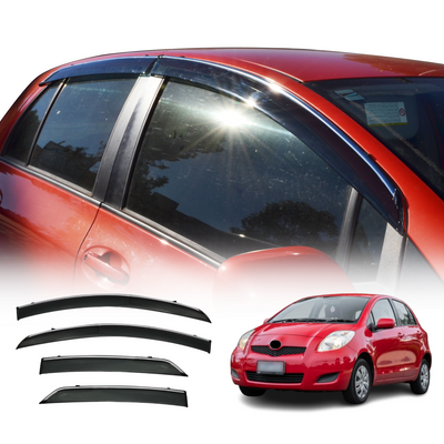 Chrome Edge Weather Shields For Toyota Yaris Hatch 2005-2011