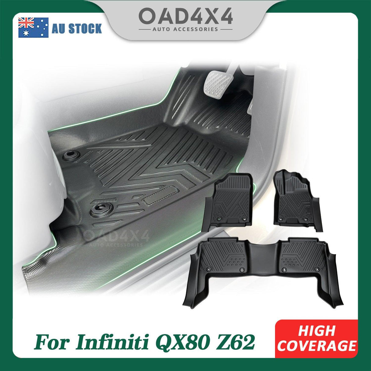 5D TPE Car Floor Mats for Infiniti QX80 Z62 2015-2019