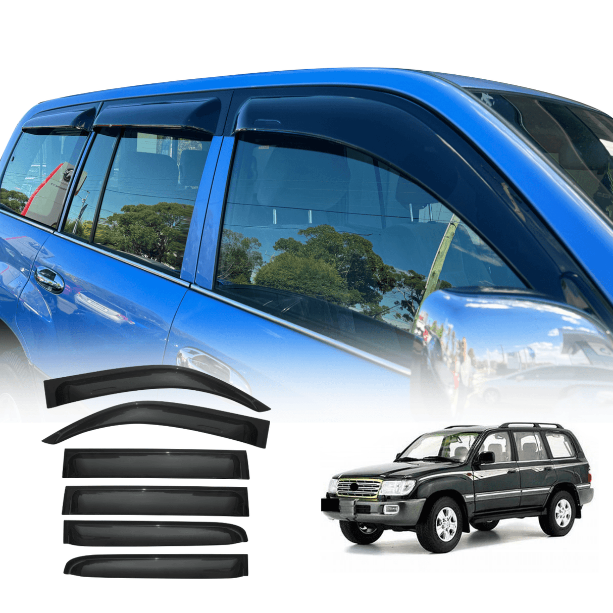 Widened Weather Shields for Toyota Land Cruiser 100/105 LC100/105 Series 1998-2007 6PCS