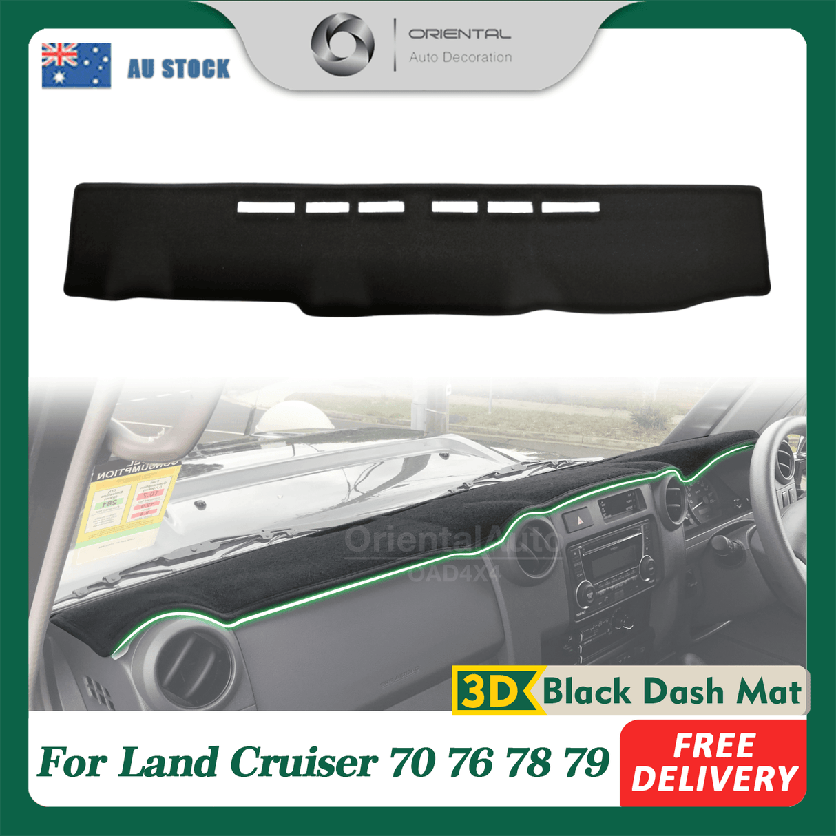 3D Dash Mat for Toyota LandCruiser 70 76 78 79 Series 2009-2023