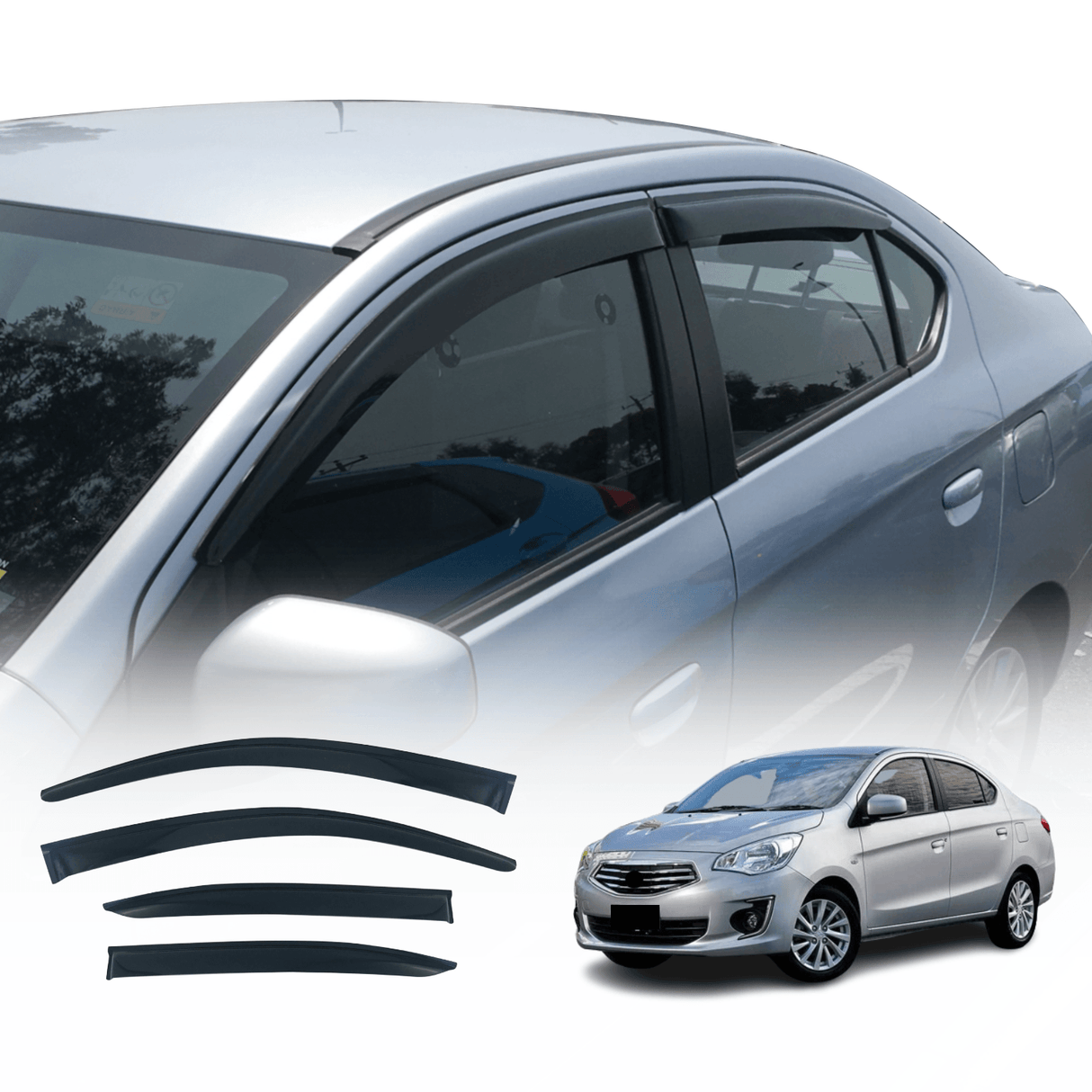 Weather Shields for Mitsubishi Mirage Sedan 2012-Onwards