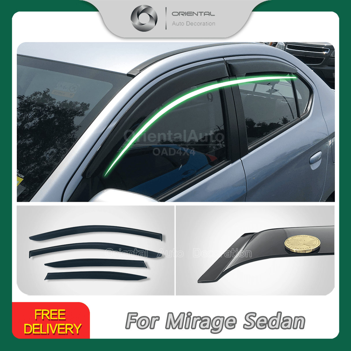 Weather Shields for Mitsubishi Mirage Sedan 2012-Onwards