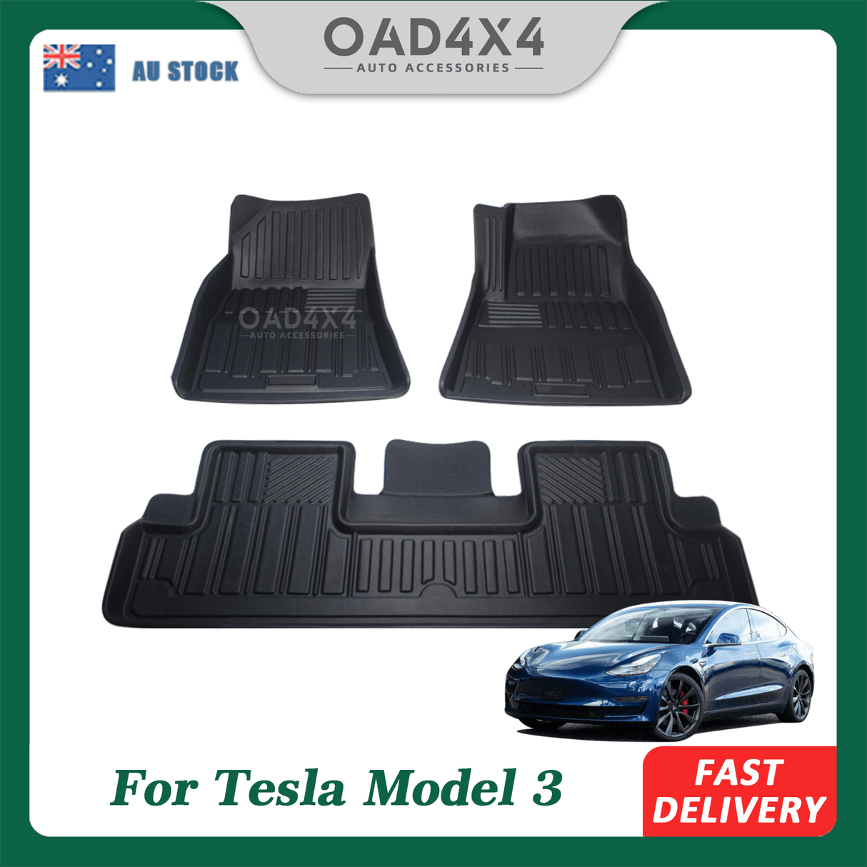 Premium Custom 3D Floor Mats for Tesla Model 3 2019-2023 Car Mats Liner