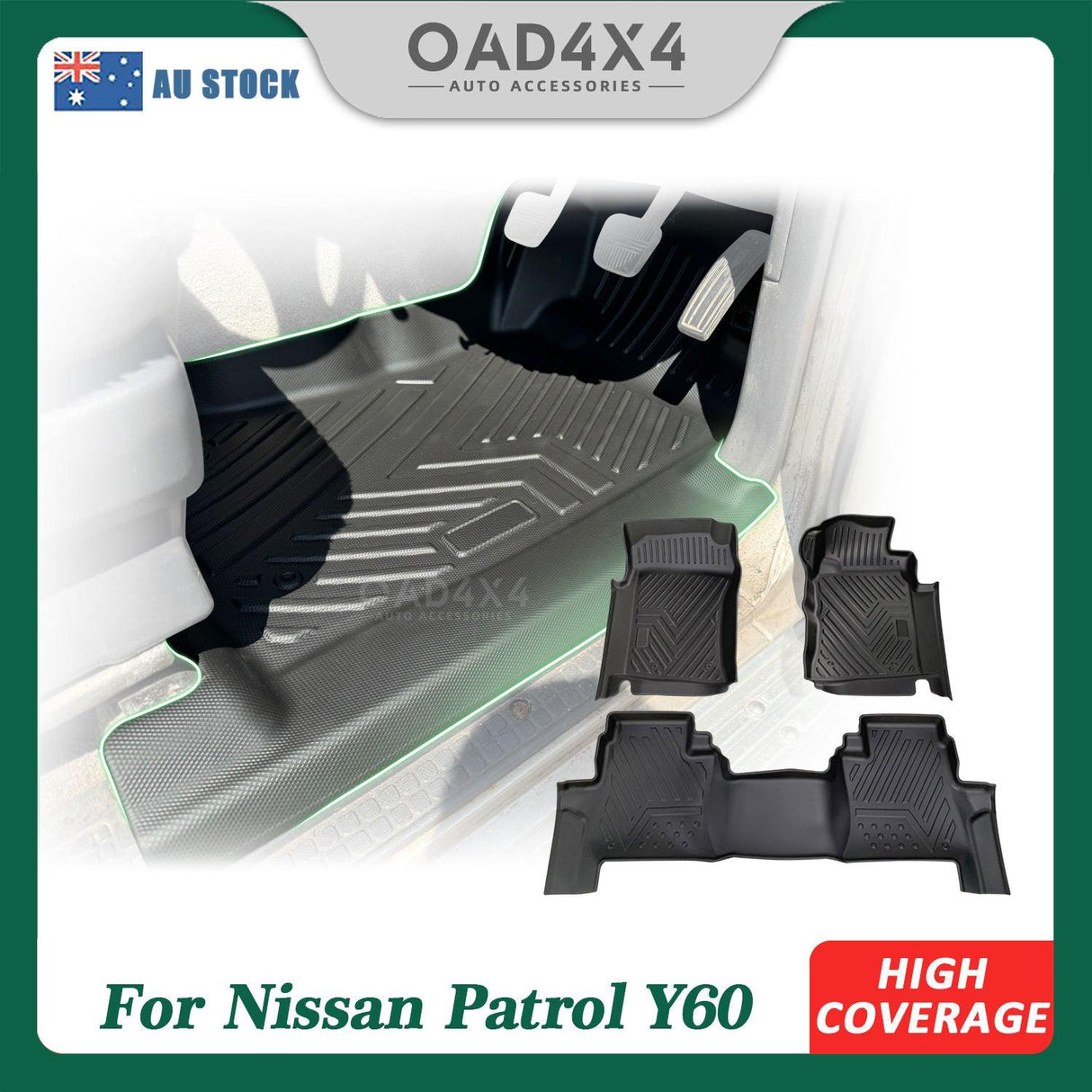 5D TPE Car Floor Mats for Nissan Patrol Y60 GQ Series 1988-1997