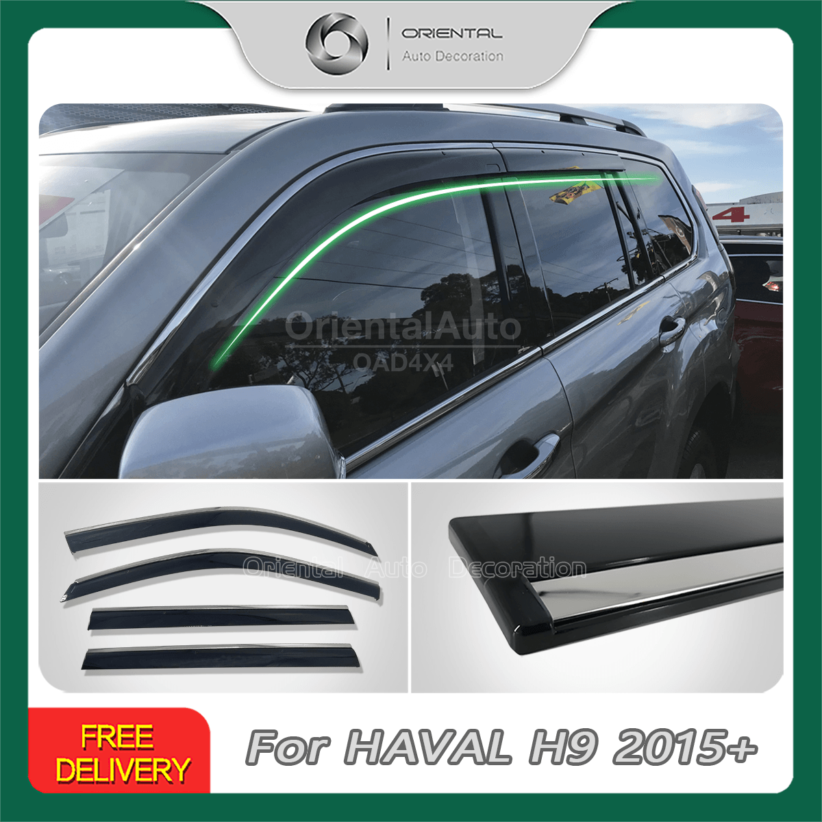 Stainless Edge Weather Shields for Haval H9 2015-Onwards