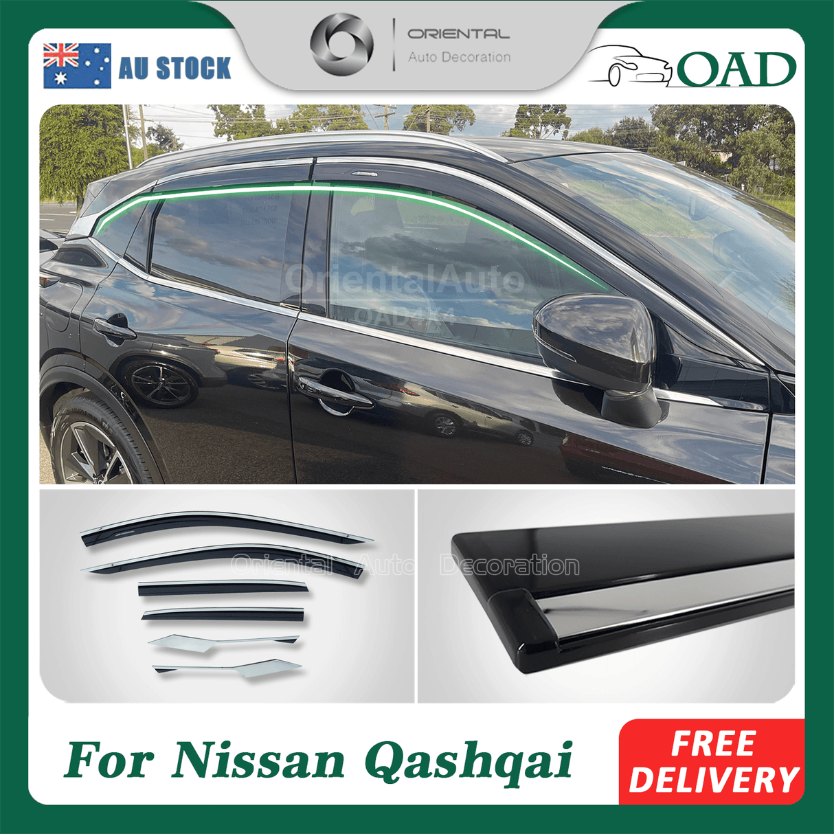 Stainless Edge Weather Shields for Nissan Qashqai J12 Series 2022-Onwards 6PCS