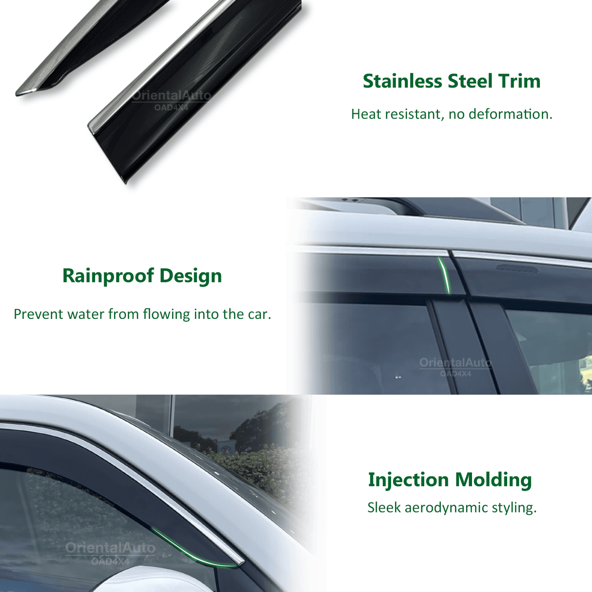 Bonnet Protector & Stainless Edge Weather Shields for Toyota RAV4 2019-Onwards 6PCS