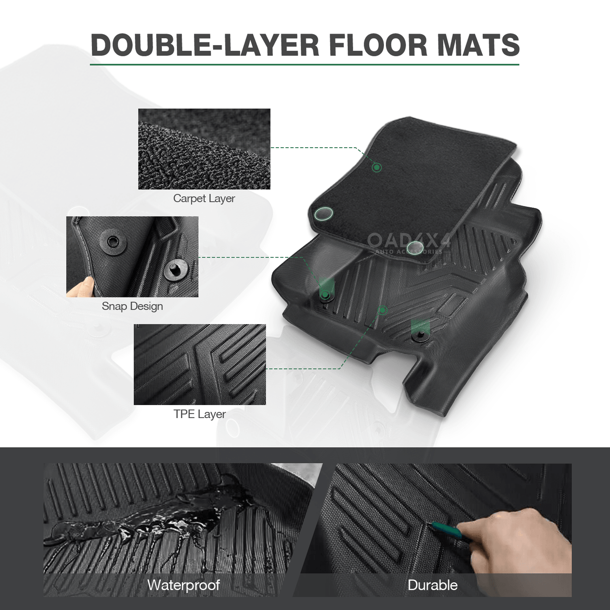 5D Double-Layer Car Floor Mats for Land Rover Discovery 3 4 2004-2016