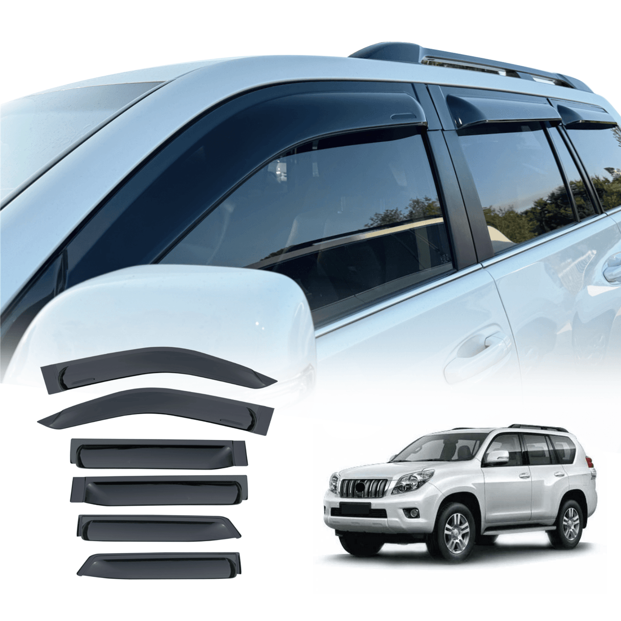 Widened Weather Shields for Toyota Land Cruiser Prado 150 2009-Onwards 6PCS