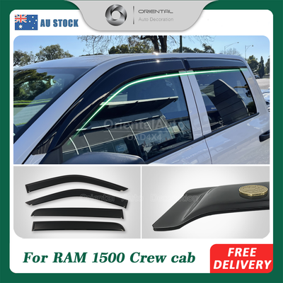 Luxury Weather Shields Weathershields Window Visor For RAM 1500 DS Series Crew Cab 2017-2022