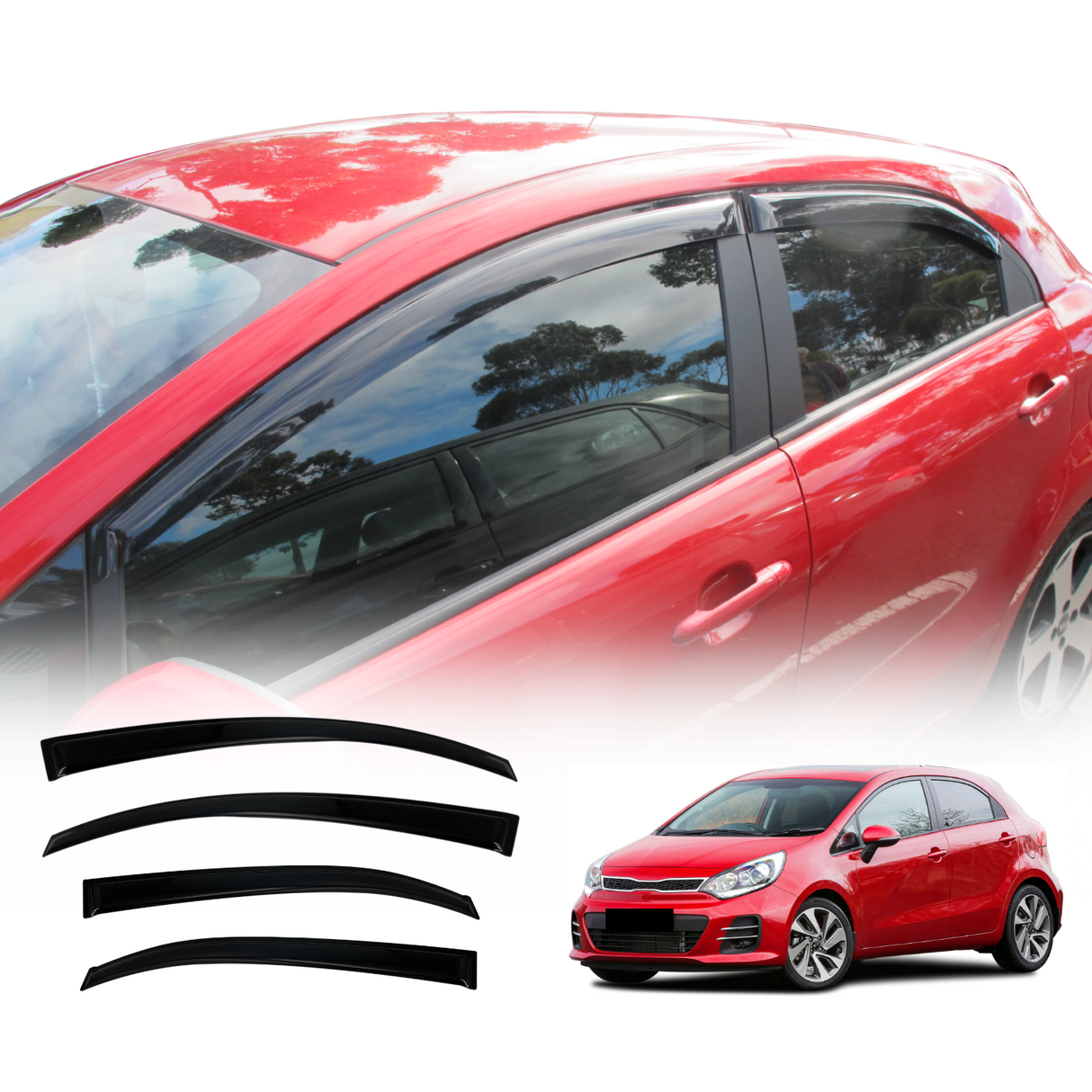 Weather Shields For Kia Rio UB Series Hatch 2011-2016