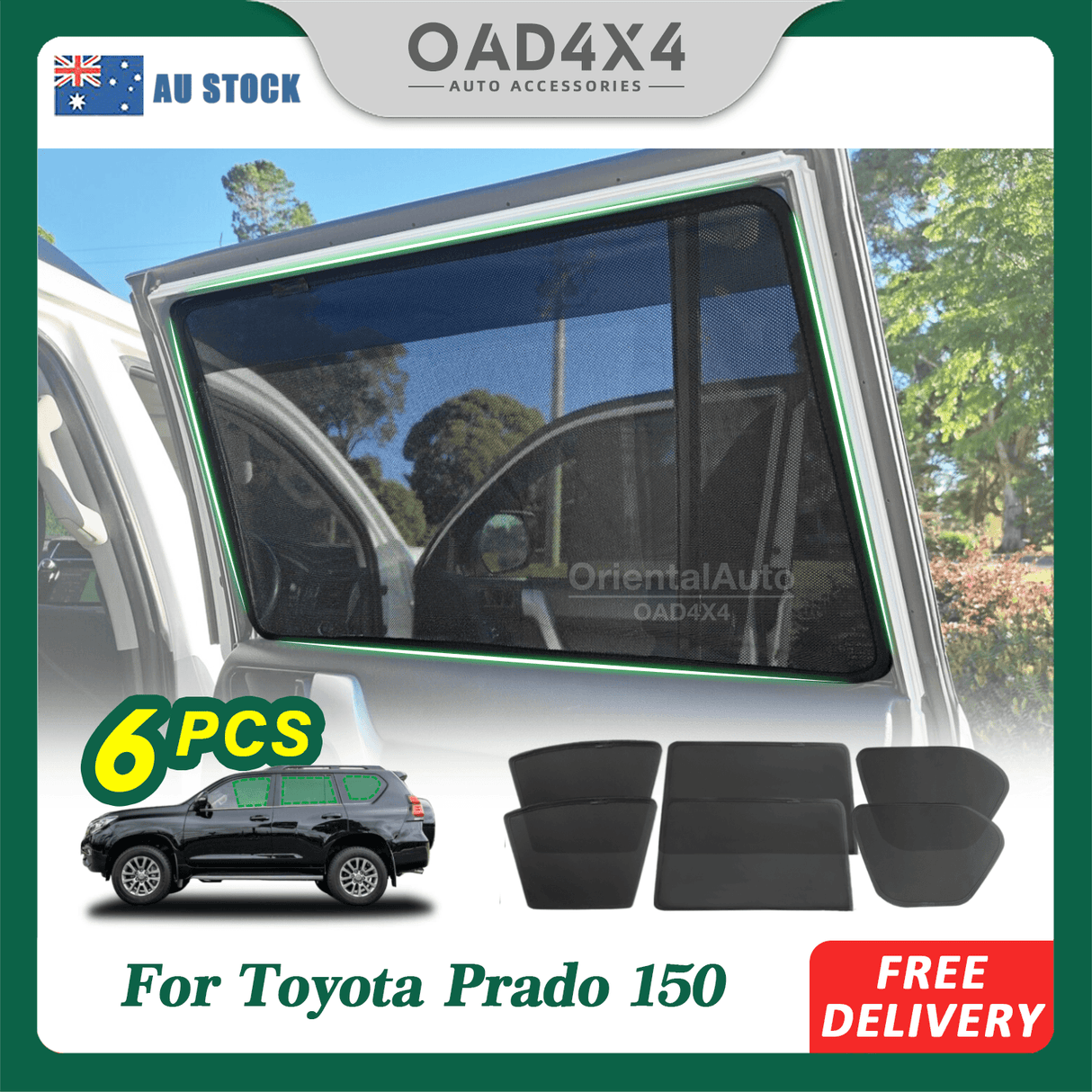 Magnetic Window Sun Shade for Toyota Landcruiser Prado 150 2009-Onwards