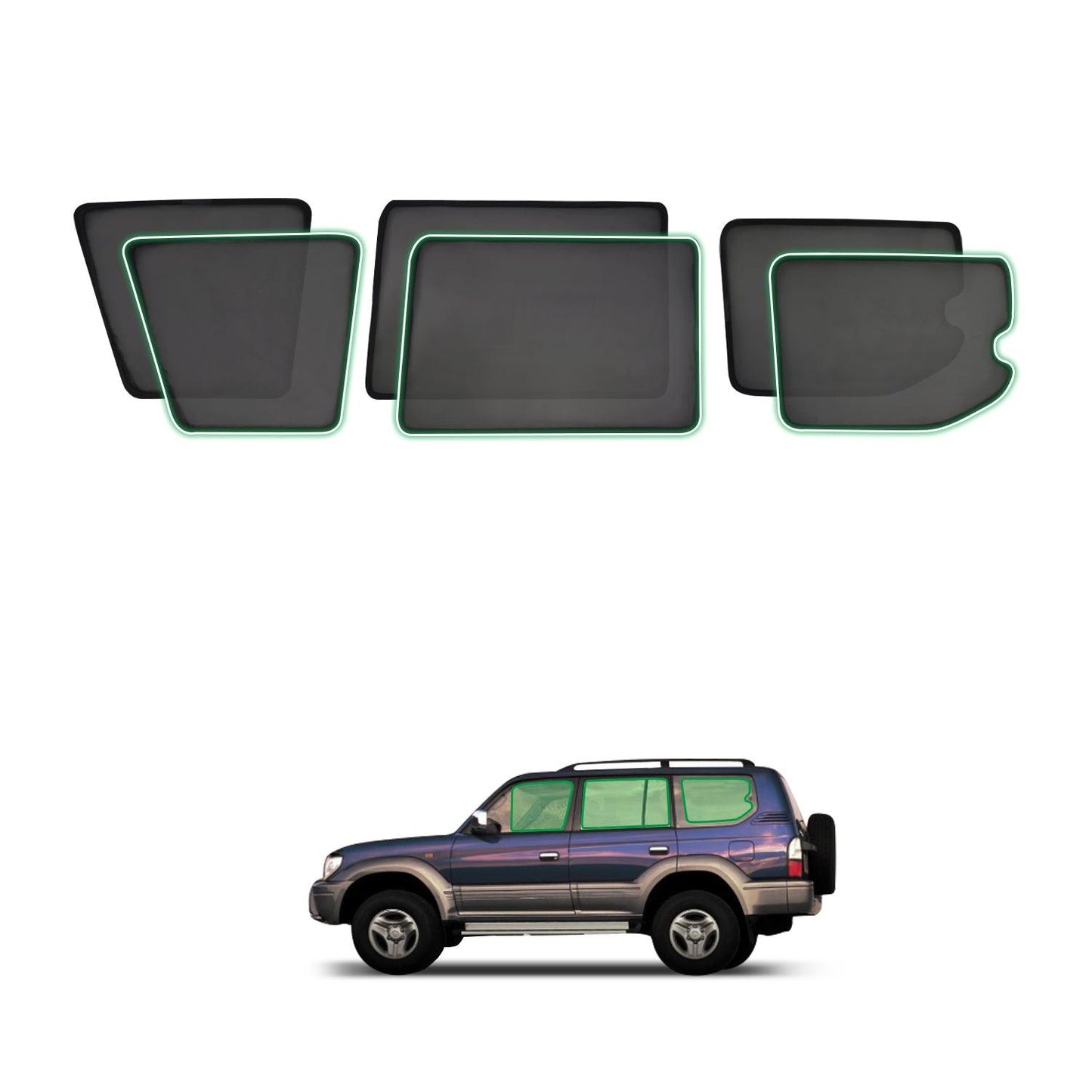 Magnetic Window Sun Shade for Toyota Landcruiser Prado 90 1996-2002