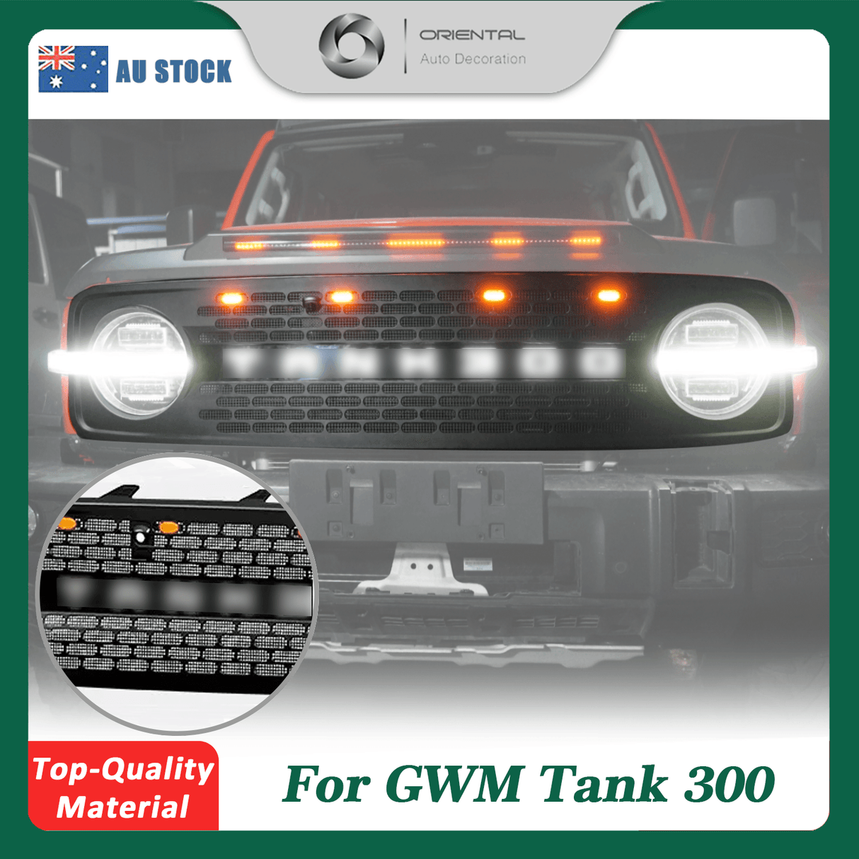 Front Grille with LED Light for GWM Tank 300 2023-Onwards